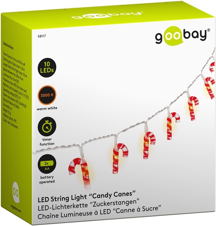 Actual product image Goobay 10 LED light chain "Candy canes (1.20 m)