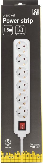 Deltaco GT-124 power extension 6 AC outlet(s) White (1.50 m)