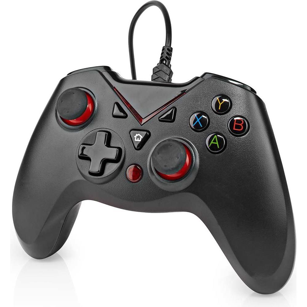 Nedis Gamepad USB Type-A Stromversorgung über USB PC Anzahl Knöpfe: 12 Kabellänge: 1.60 m (PC), Gaming Controller, Schwa...