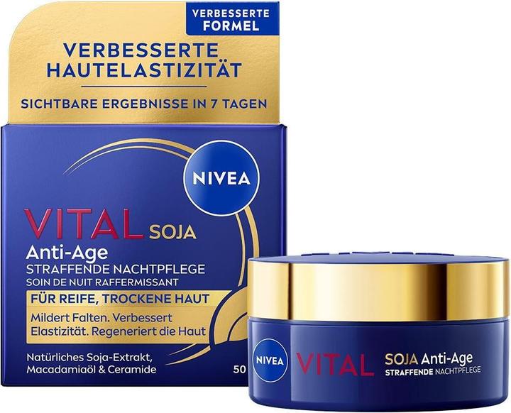 NIVEA Trattamento notte rassodante anti-età alla soia Vital (50 ml, Crema notte)