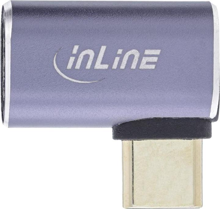 Actual product image InLine ® USB4 adapter, USB type-C plug/socket right/left angled, aluminium, grey (USB-C, 25 cm)