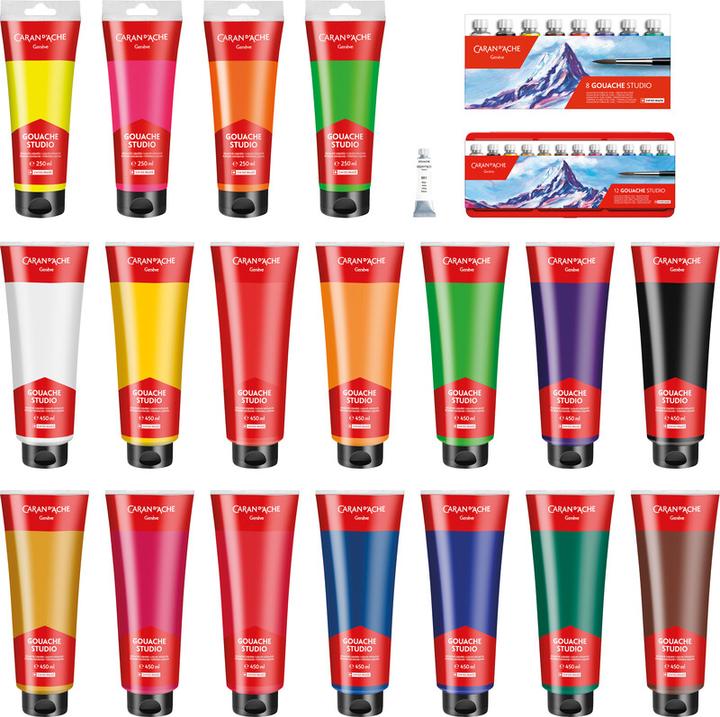 Image du produit Caran d'Ache Gouache Studio Tuben 10ml Metallschachtel (Multicolore, 120 ml)