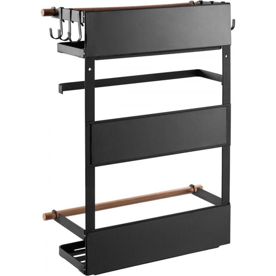 Maclean, Porta asciugamani + ganci per asciugamani, Półka magnetyczna na lodówkę / pralkę MC-910 czarna, 12kg max