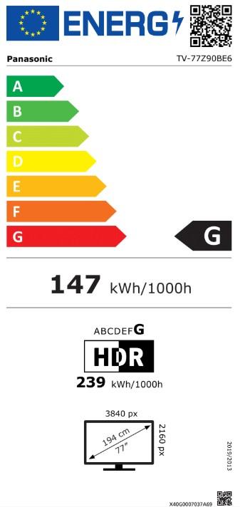 Energie-Label Panasonic TV-77Z90BE6 – 4K OLED HDR Smart-TV, 77 Zoll - 77 (77", OLED, 4K)