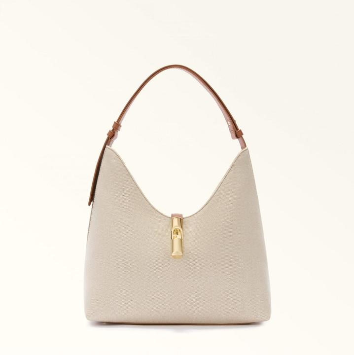Image du produit Furla goccia m hobo bag in canvas natural/branby color