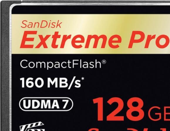 Actual product image Sandisk Extreme Pro Compact Flash (128 GB, CF, UHS-I)