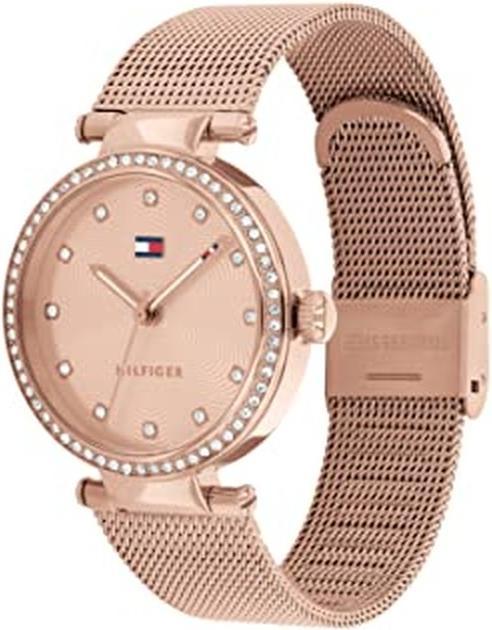 Actual product image Tommy Hilfiger Ladies Analogue Quartz Watch with Stainless Steel Strap 1782508 Rose Gold strappy (Analogue wristwatch, 32 mm)