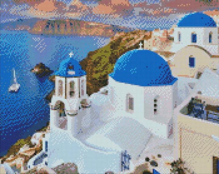 Actual product image Ideyka Diamond Painting - Santorini with frame 40 x 50 cm