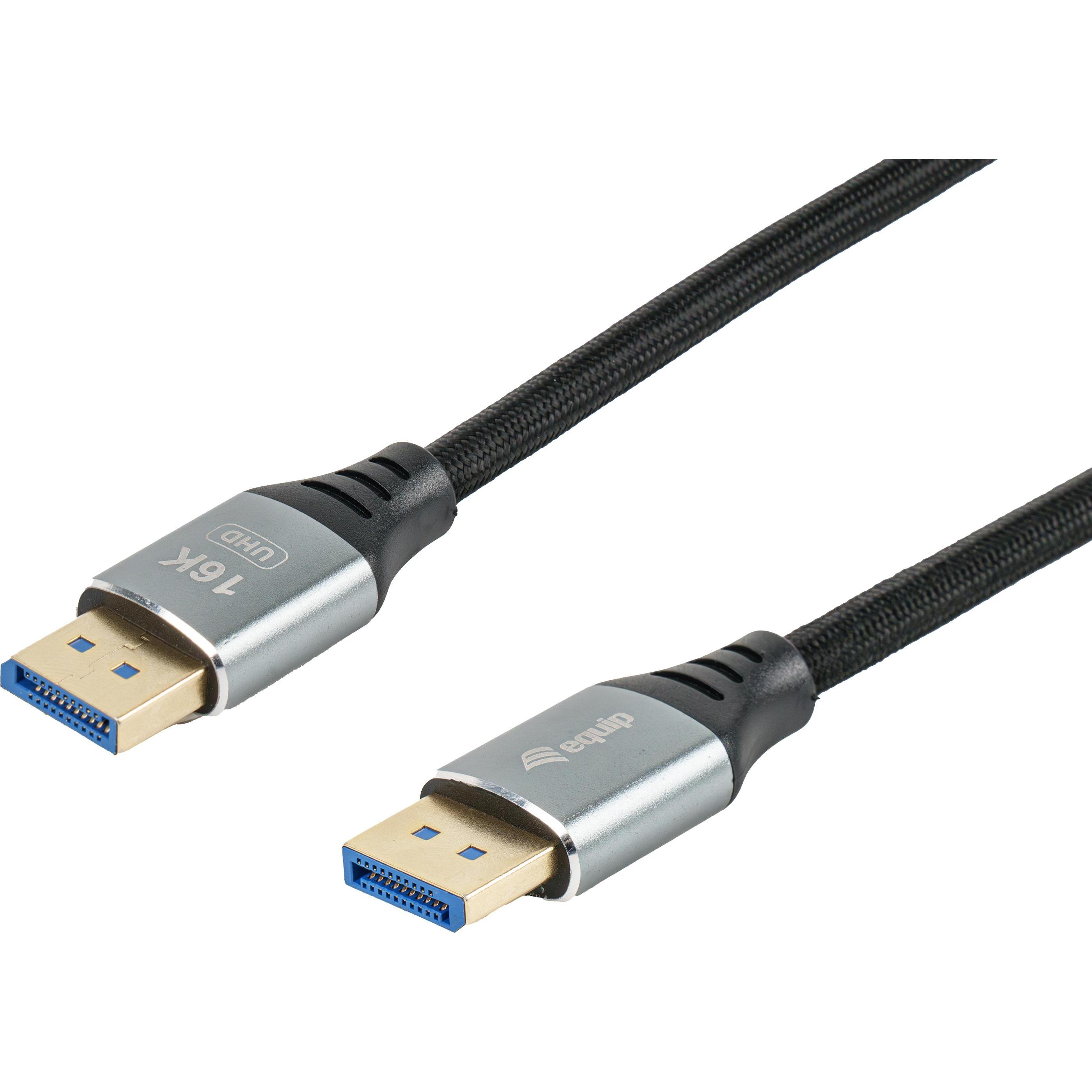 equip DisplayPort 2.1 St/St 16K/60Hz komp.HDCP Alum. gr (1 m, DisplayPort), Video Kabel