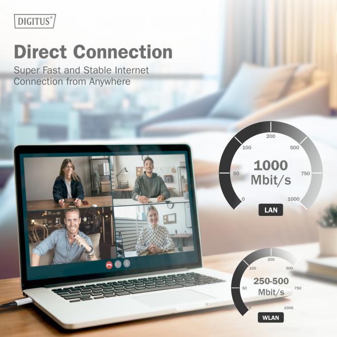 Immagine prodotto Digitus USB-C 3.2 Gen1 - Cavo Ethernet RJ45, 1Gbit/s, 5m (S/FTP, CAT6a, 5 m)