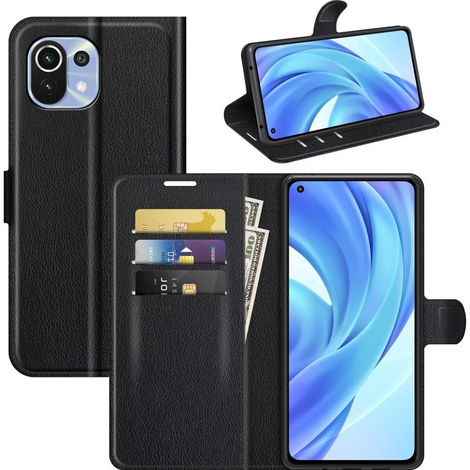 Screenguard Xiaomi Mi 11 Lite Leather Guard Lederhülle (Xiaomi Mi 11 Lite), Smartphone Hülle, Schwarz