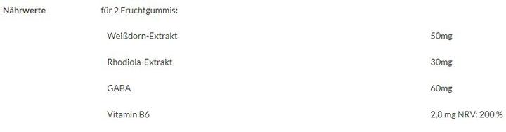Nährwerte und Zutaten Mium Lab Gummies Stress (42 Stück, Gummies, 137 g)