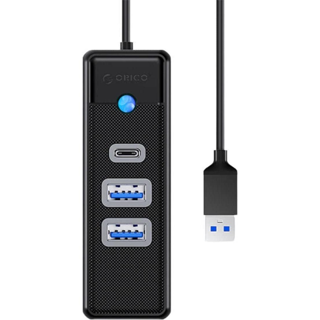 Orico Hub Adapter USB to 2x USB 3.0 + USB-C, 5 Gbps, 0.15m (Black) (USB-C, 3 Ports), Dockingstation + USB Hub, Schwarz