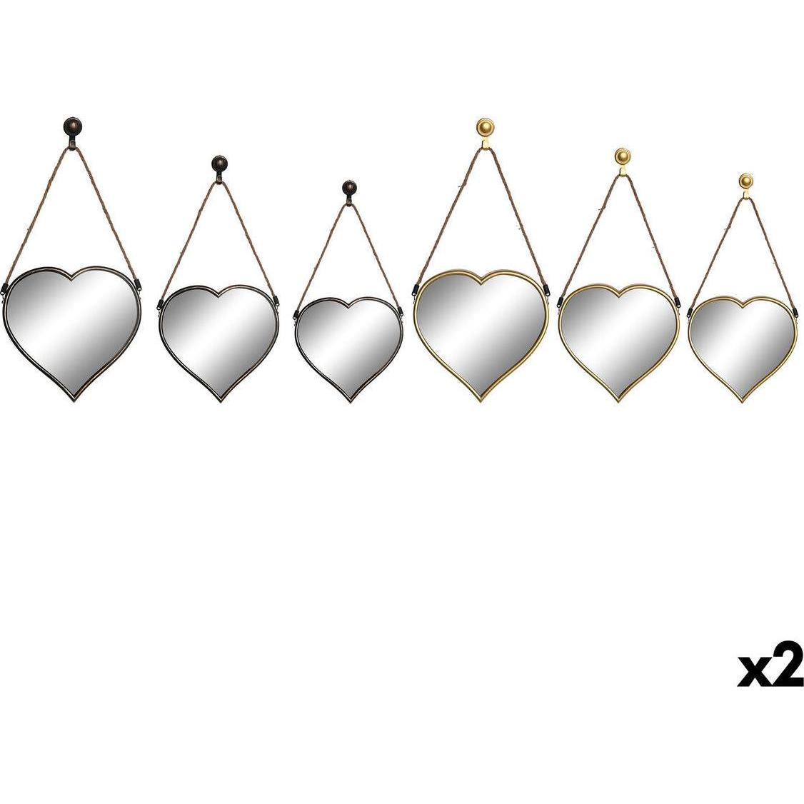 DKD Home Decor, Specchio, Spiegelsatz Scandi Kristall Schwarz Gold Polypropylen (26 x 3 x 26 cm) (2 Stück)