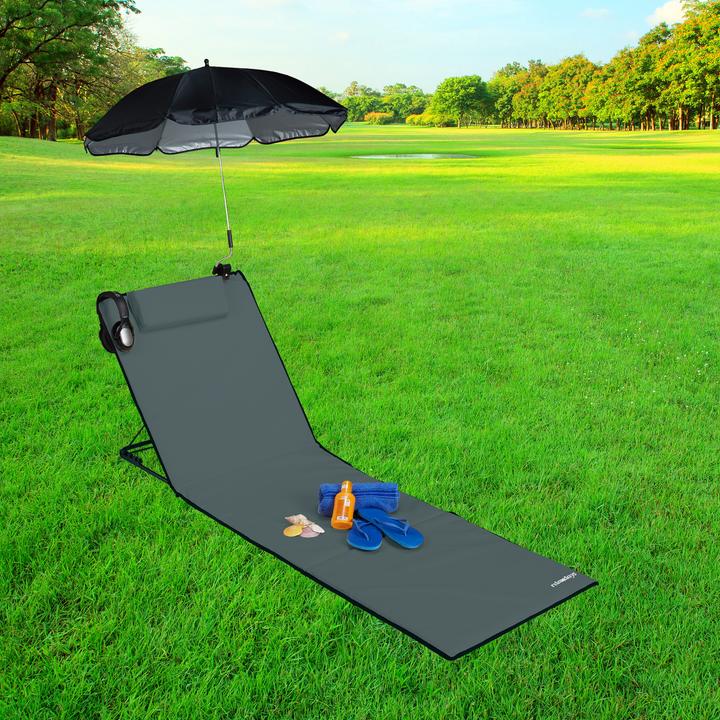 Immagine prodotto Relaxdays Tappetino da spiaggia con ombrello (170 cm)