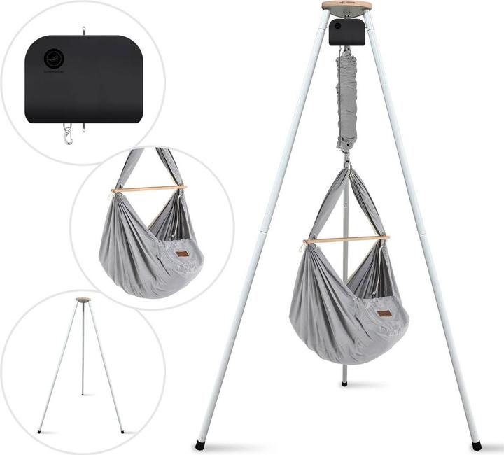 Actual product image Schmusewolke Tipi weiss mit anthrazit Motor und Bio Federwiege