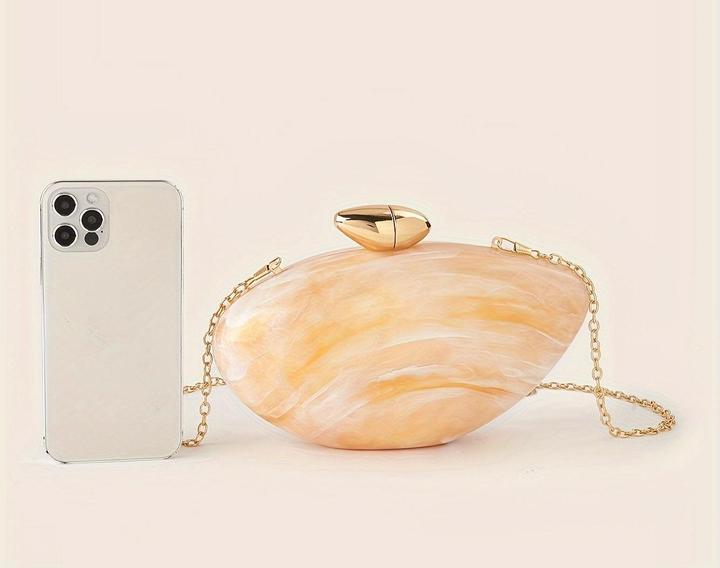 Actual product image Only-Bags.Store Elegant marble bag with magnetic fastening and detachable chain - vintage-inspired evening bag