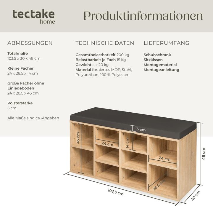 Immagine prodotto tectake Alayah (103.50 x 30 x 48 cm)