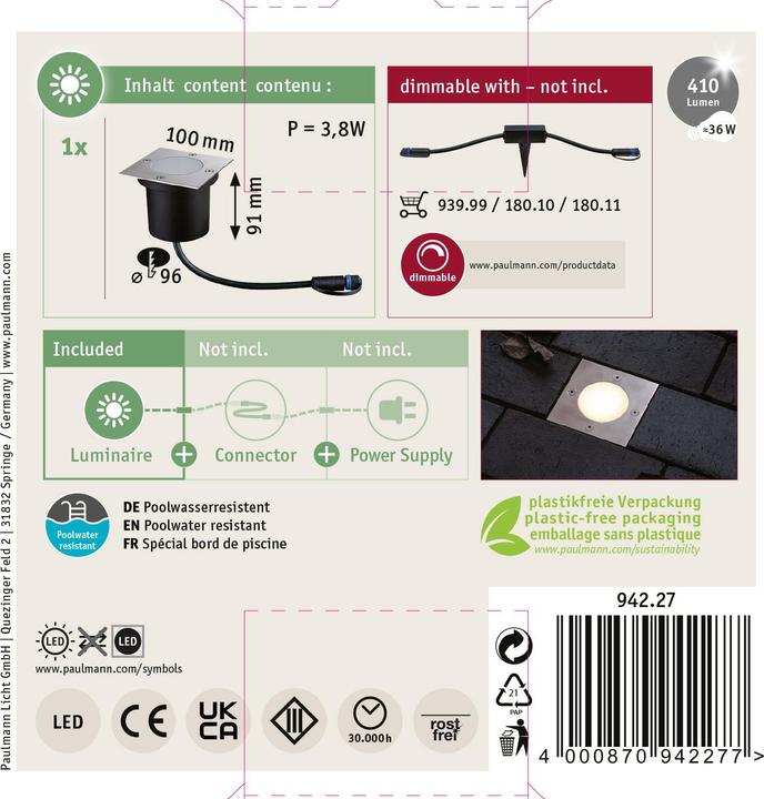 Actual product image Paulmann Plug & Shine recessed floor light (450 lm, IP65)