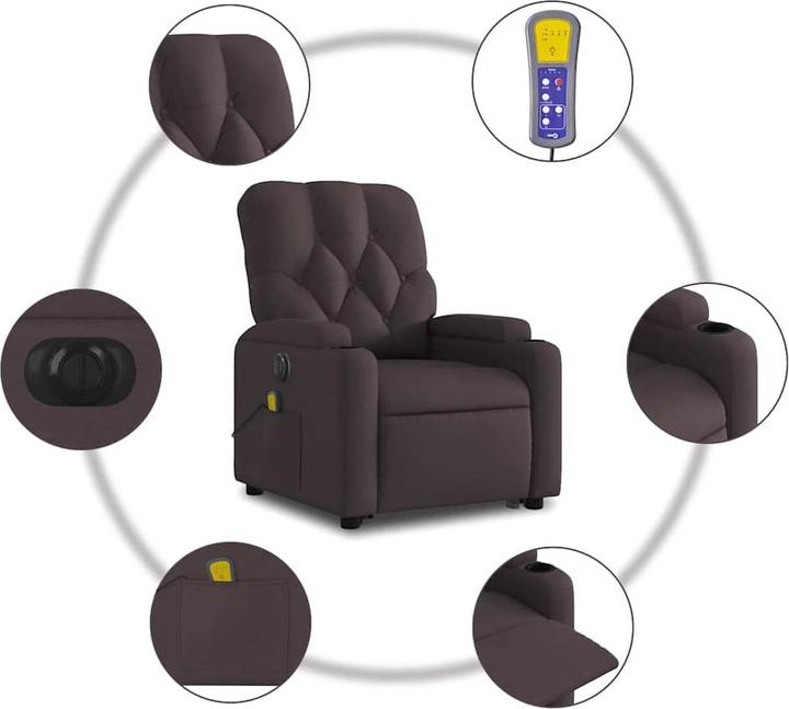 Actual product image vidaXL Massage armchair with stand-up aid electric TV armchair dark brown fabric