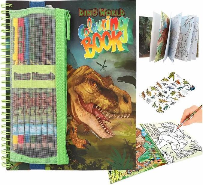 Produktbild Dino World - Colouring Book with Coloured Pencils - (412746)