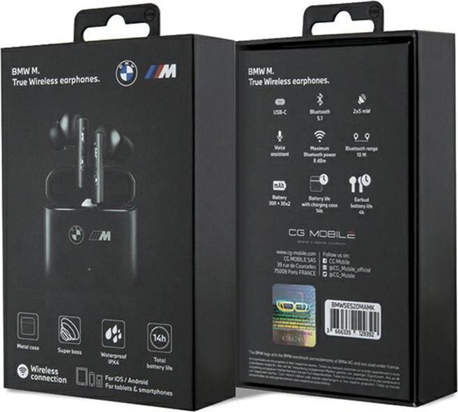 Produktbild BMW słuchawki Bluetooth BMWSES20MAMK TWS + stacja dokująca czarny/black M Collection (4 h, Kabellos)