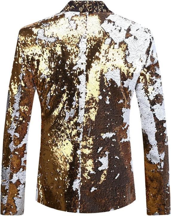 Actual product image Pyjtrl Two-Tone Blazer Jacket with Shiny Sequins (S)