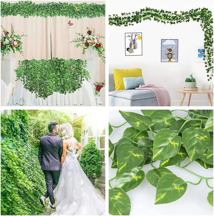 Immagine prodotto I Am Creative Deko Blumenranke Kunstblätter Girlande 12er Set (225 cm)