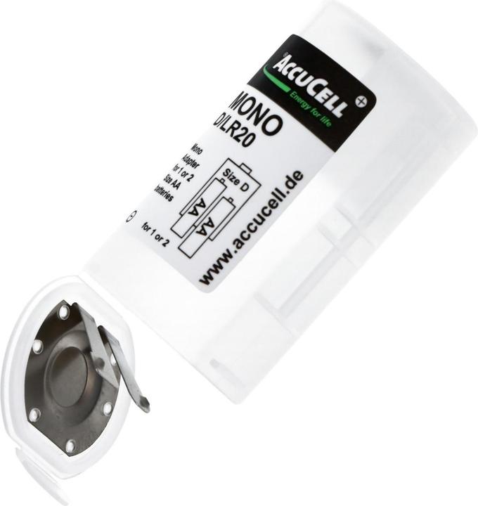 Produktbild AccuCell Universal Mono D Adapter im 2er Pack für 1 oder 2 Mignon, AA, LR6, FR6