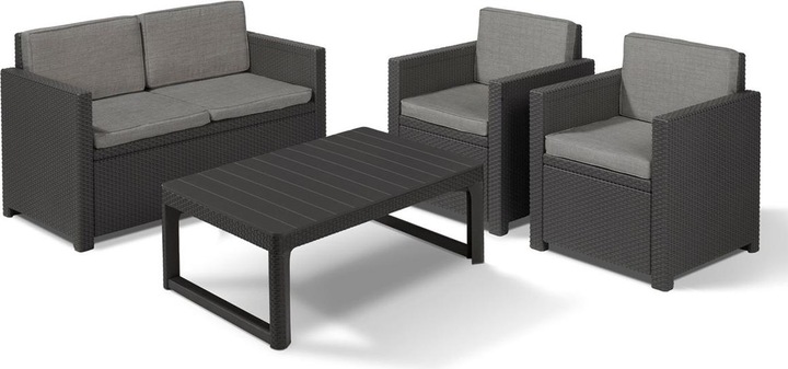 Produktbild Allibert Loungeset Victoria mit Tisch Lyon anthrazit - Premium - Rattanoptik, wetterfest