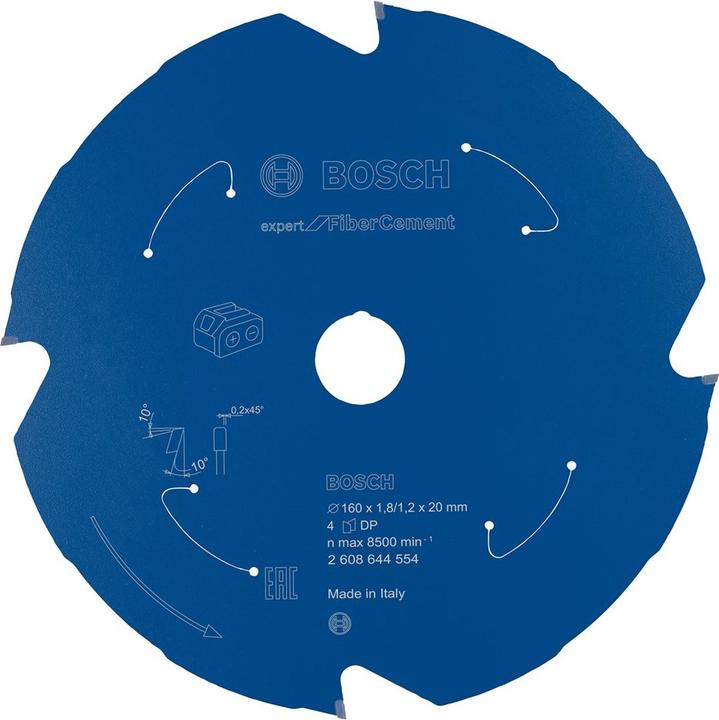 Bosch Professional Zubehör Akku-Kreissägeblatt Expert for Fibre Cement, 160 x 1,8/1,2 x 20, 4 Zähne