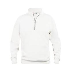 Local Media, Pullover, Sweatshirt Half Zip Clique Basic 021033, Polyester, Baumwolle, Weiss, Xs, Weiss, (Xs)