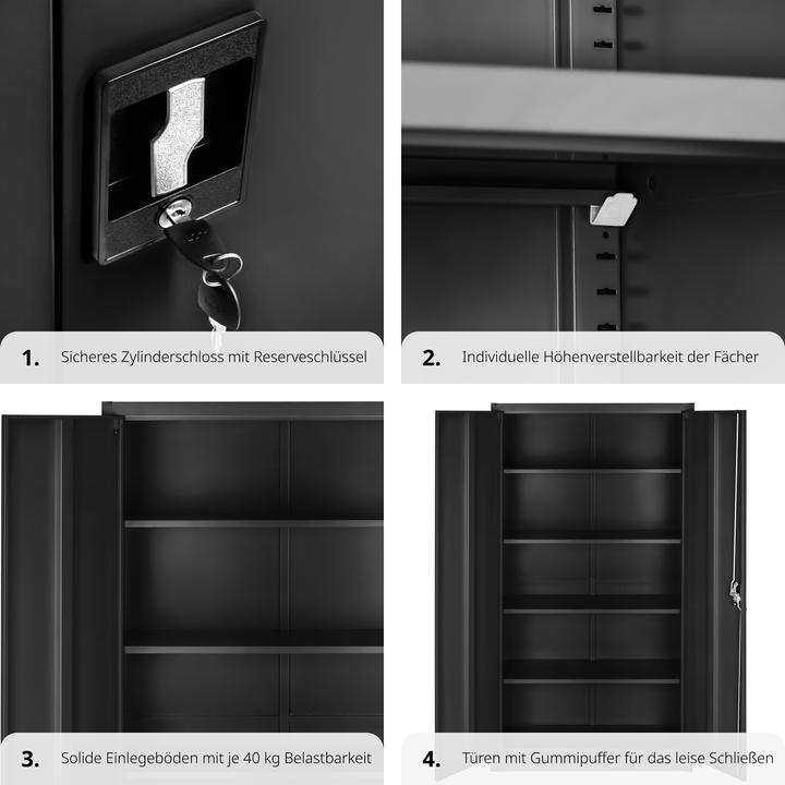 Produktbild tectake Aktenschrank (80 x 40 x 180 cm)
