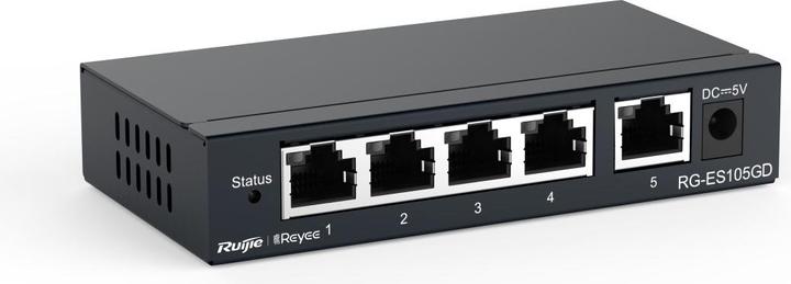 Produktbild Ruijie 5-Port Gigabit unmanaged Switch, 5 Gigabit RJ45 Ports,Steel Case (5 Ports)