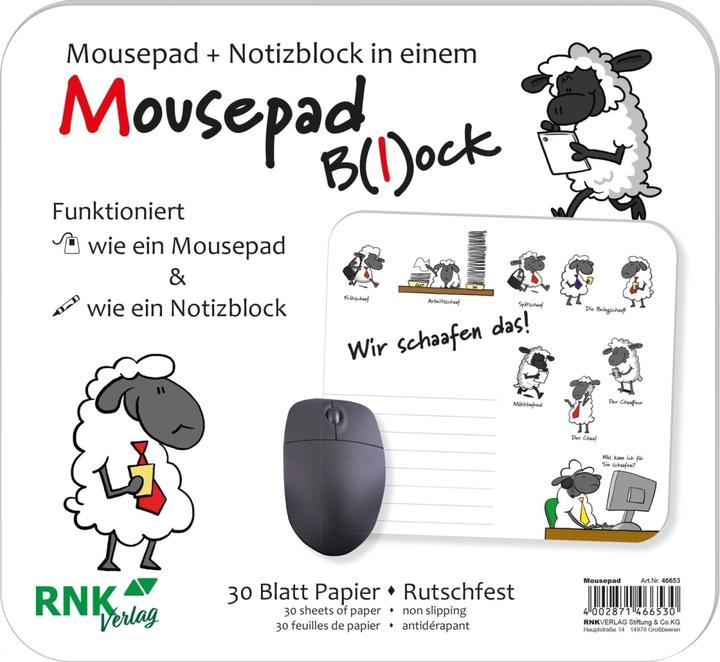 Produktbild Rnk 46653 - Mousepad Block „Wir schaafen das“, 240 x 220 mm, 30 Blatt, 1 Stück