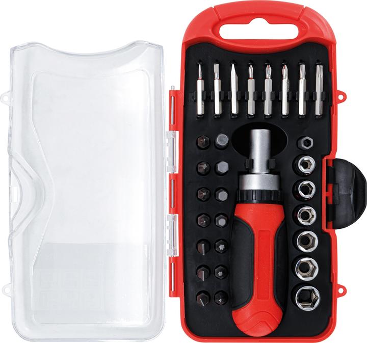 Actual product image BGS Bit / Socket Set with Ratchet Spinner Handle for Bits, reversible 30 pcs. (Allen screw)