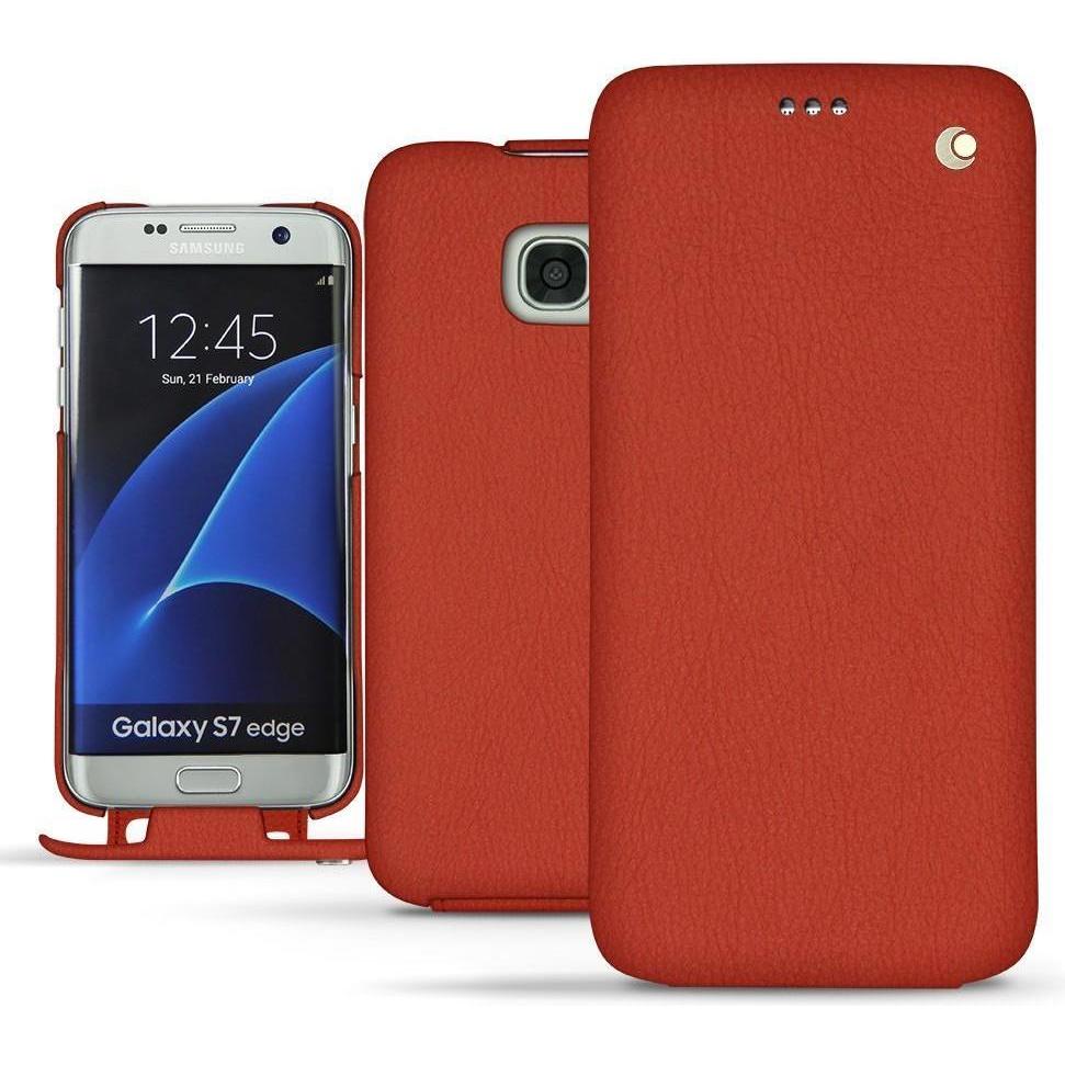 Noreve Lederschutzhülle vertikal (Samsung Galaxy S7 Edge), Smartphone Hülle, Orange