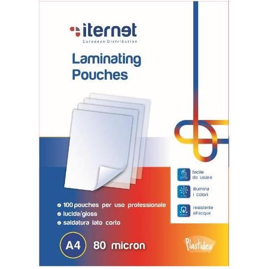 Iternet, Pouches di plastificazione, Pouches A4 100 Fogli 80 (A4, 100 pz.)