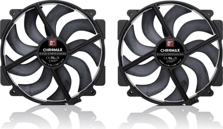 Produktbild Noctua NF-A14x25r G2 PWM Sx2-PP chromax.black Gehuselfter 140 mm (140 mm, 2 x)