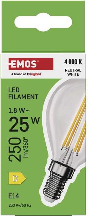 Produktbild Emos LED Lampe Filament Mini Globe / E14 / 1,8 W (25 W) / 250 lm / Neutral Weiss (E14, 250 lm, 1 x)