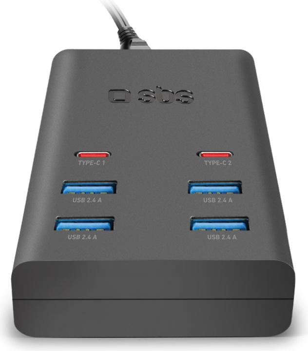 Produktbild SBS Ladestation mit 4 USB-A- und 2 USB-C-Ports (6 Ports)