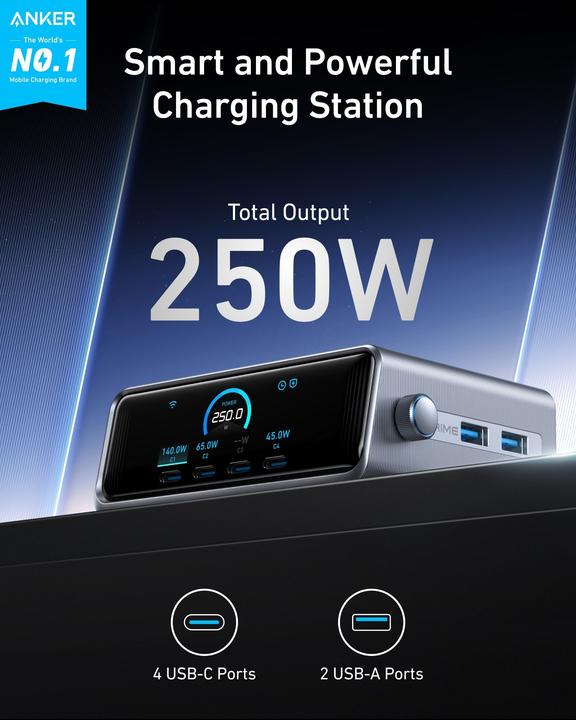 Image du produit Anker Chargeur de bureau Prime GaN (250 W)