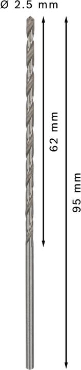 Image du produit Bosch Professional Zubehör Foret hélicoïdal PRO Metal HSS-G, 2,5 x 62 x 95 mm (2,5 mm)