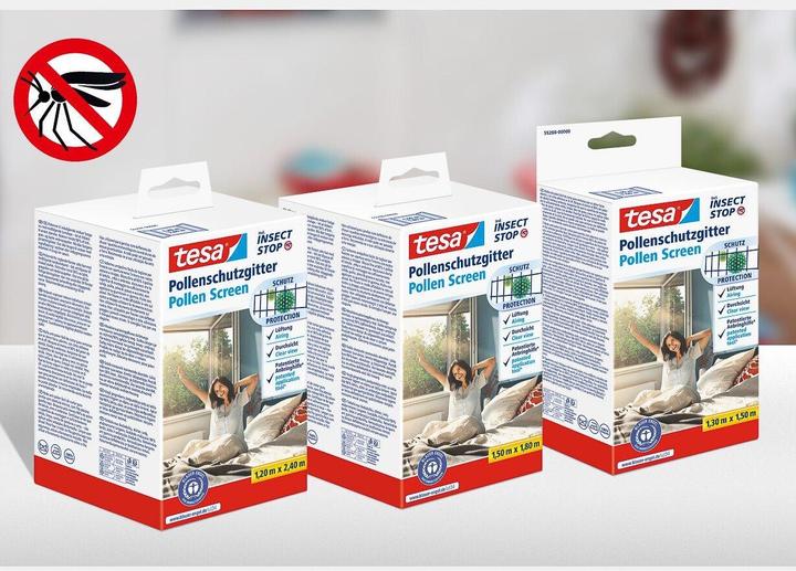 Produktbild tesa Pollenschutzgitter, für Allergiker, zuschneibar inkl. selbstklebendem Klettband (150 x 180 cm)