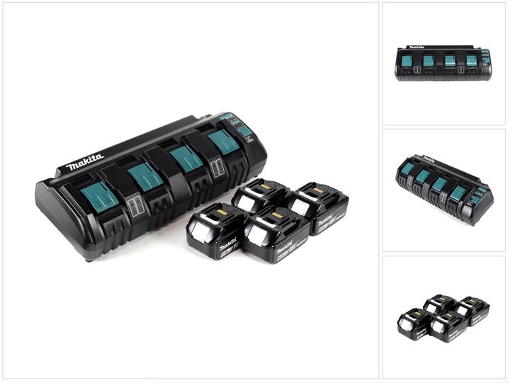 Actual product image Makita Power Source Kit 18V with DC 18 SF 4-fold charger + 4x BL1860B battery 6.0Ah (18 V)