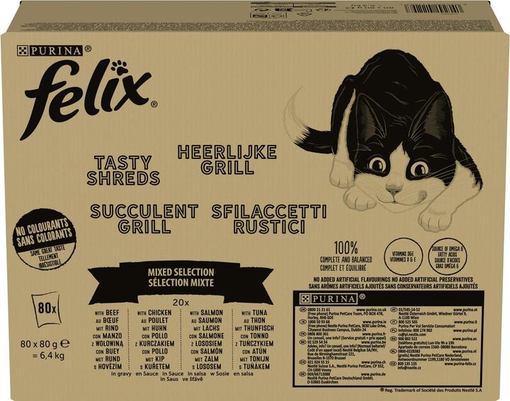 Actual product image Felix Tasty Shreds Mix (Adult, 80 pcs., 6400 g)
