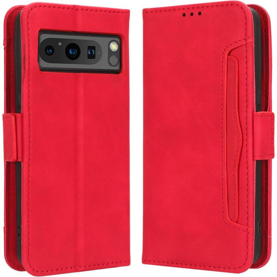 Thumbnail - Cover-Discount Google Pixel 8 Pro - Etui mit vielen Kartenfächer rot (Google Pixel 8 Pro), Smartphone Hülle, Rot