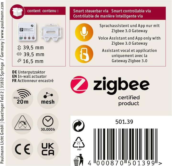 Produktbild Paulmann Unterputzaktor Zigbee