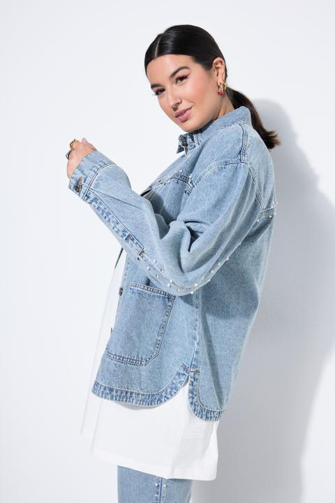 Actual product image Studio Untold Denim jacket, oversized, decorative beads, rhinestones (58)