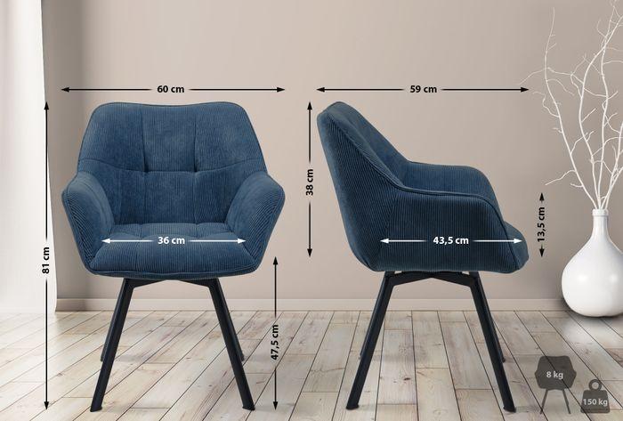 Produktbild Swisshandel24 Esszimmerstuhl Jordi Cord, blau